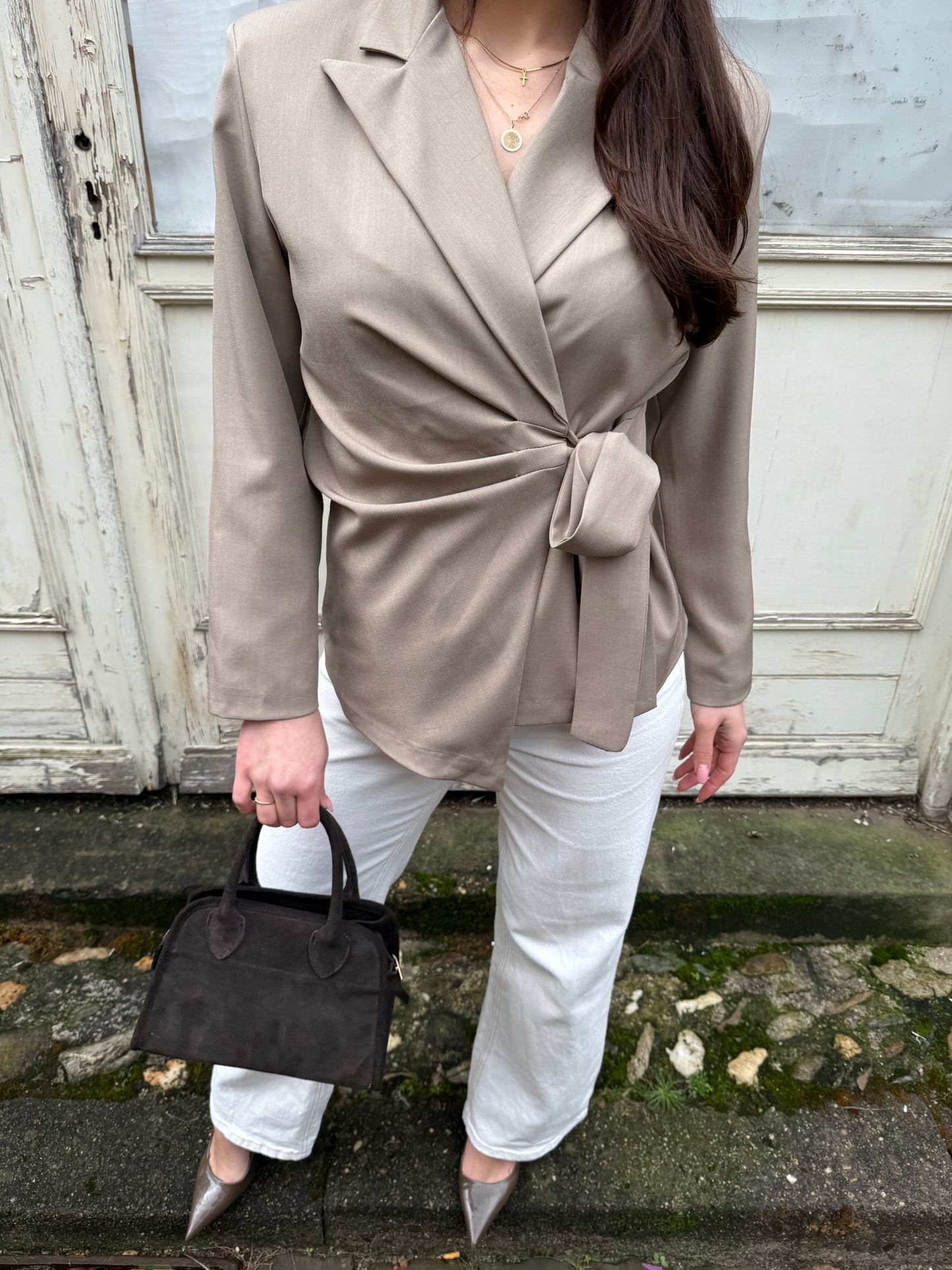 Lily strik blazer - taupe