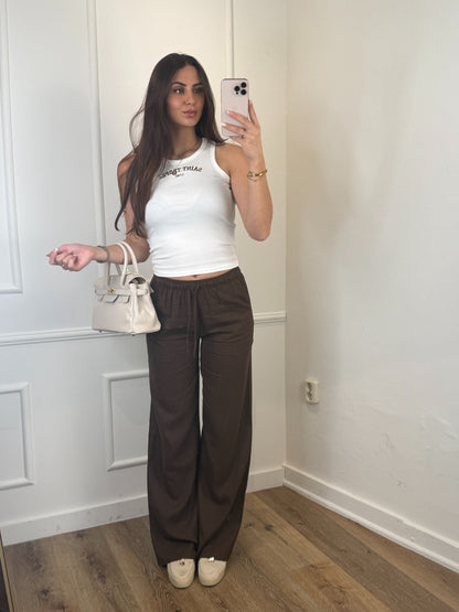 Linen mandy pantalon bruin