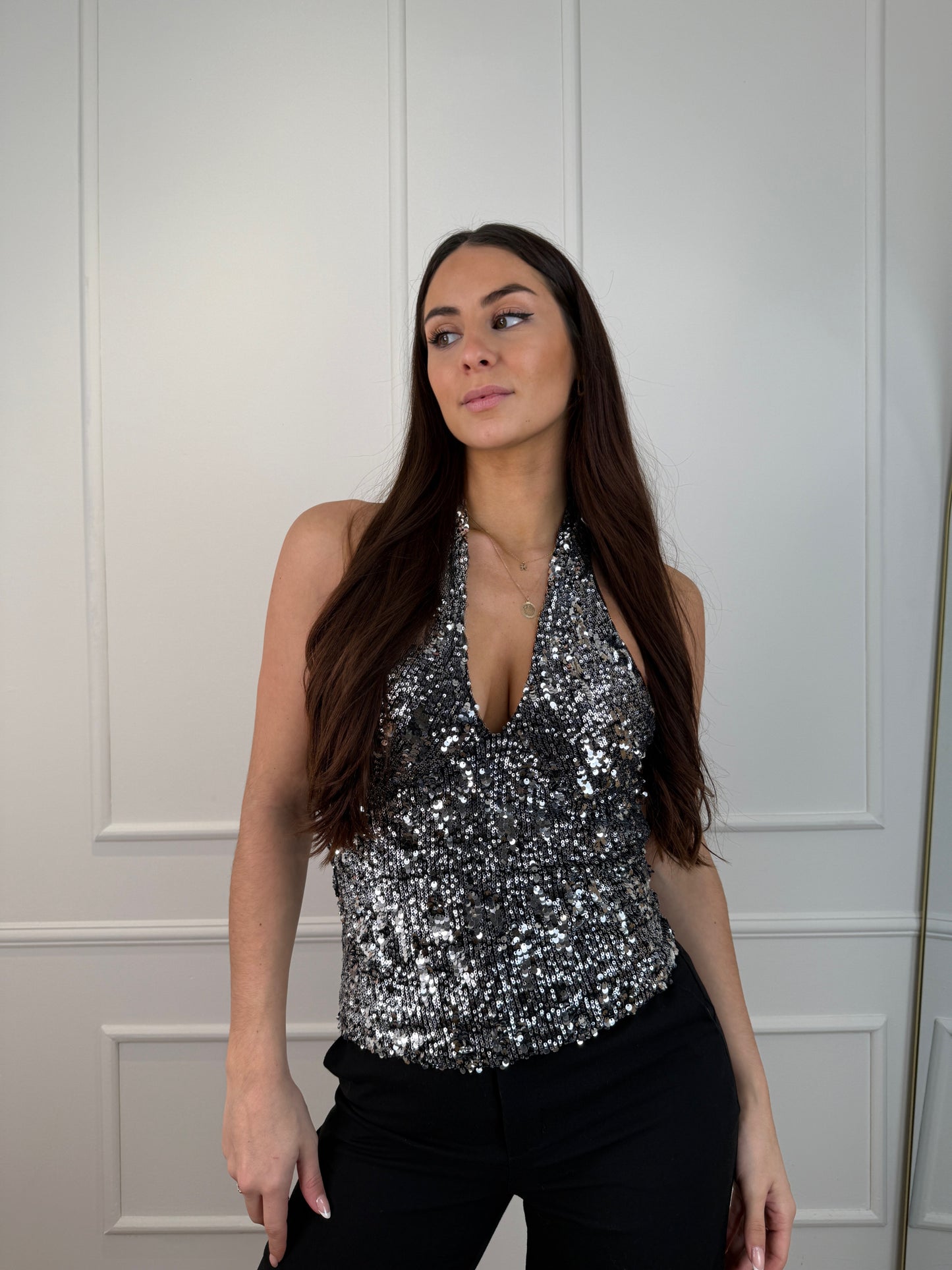 Lisa glitter top zilver