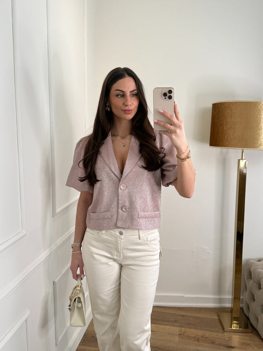 Sparkle pofmouw blazer roze