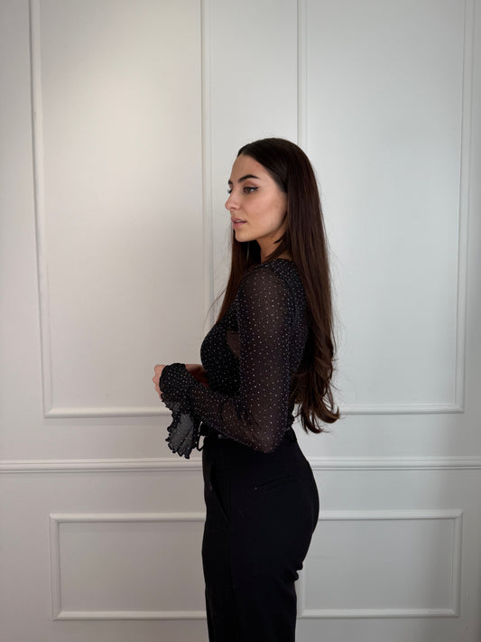 Glitter mesh top