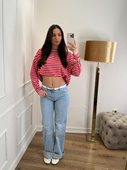 Micky long sleeve roze/rood