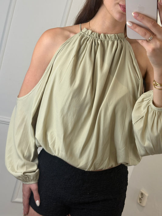 Jade Open Shoulder Blouse Groen