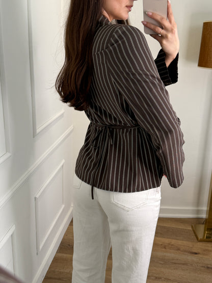 Waist Blouse stripe - bruin