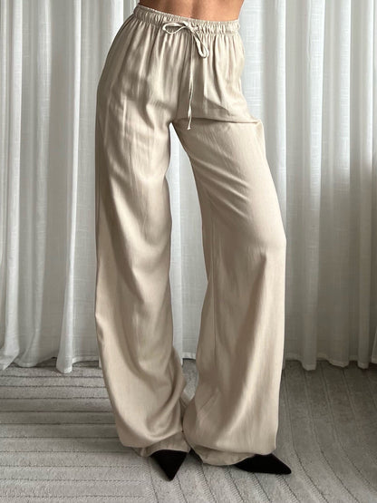 Linen mandy pantalon taupe extra lang