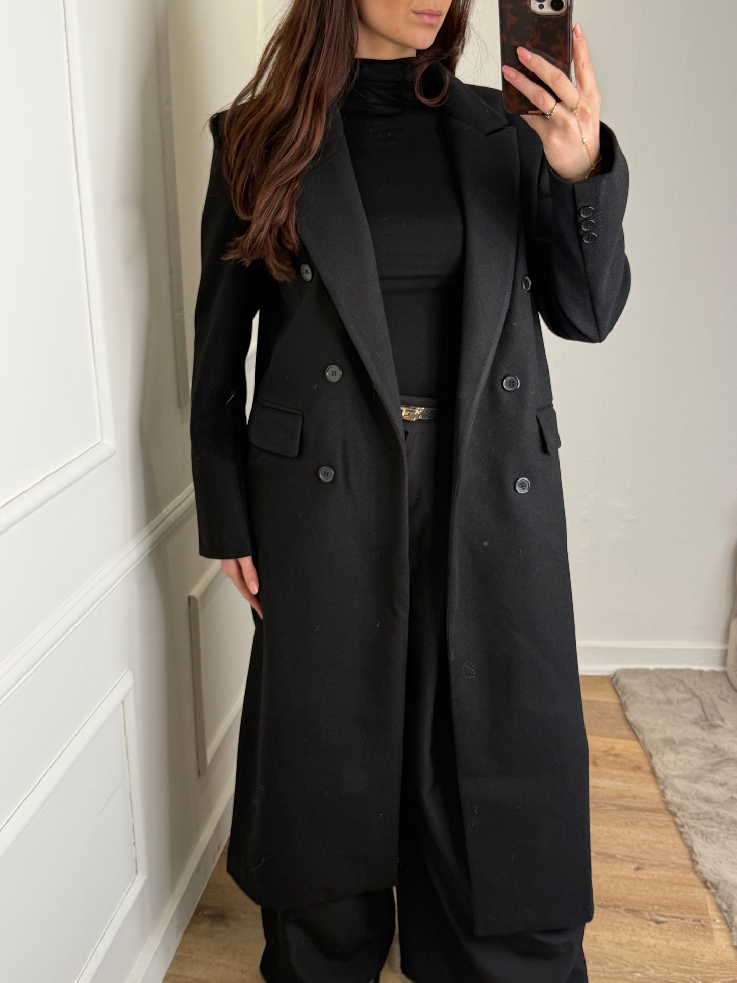 Lange mantel - zwart