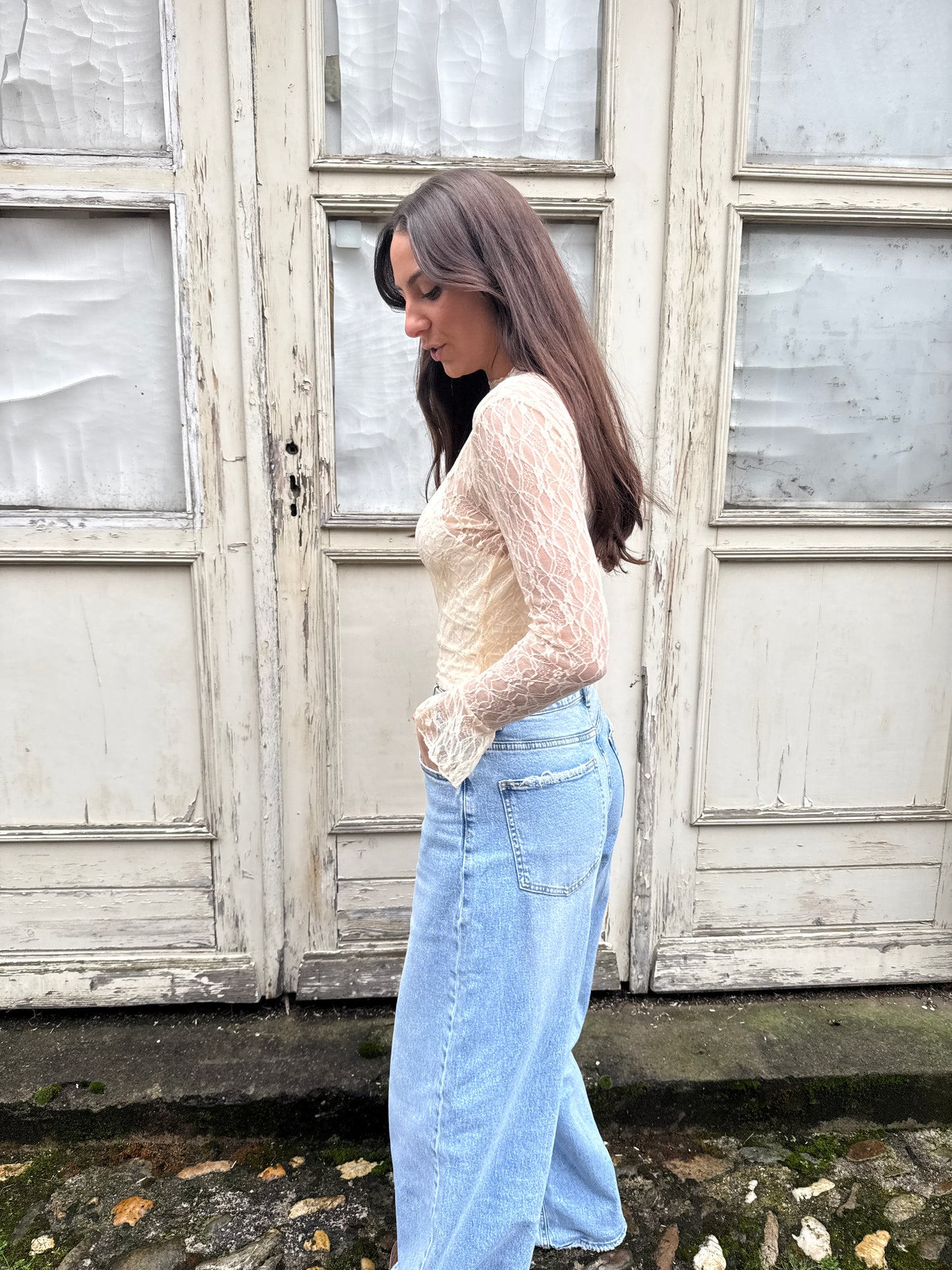 Brooklyn kanten top - beige