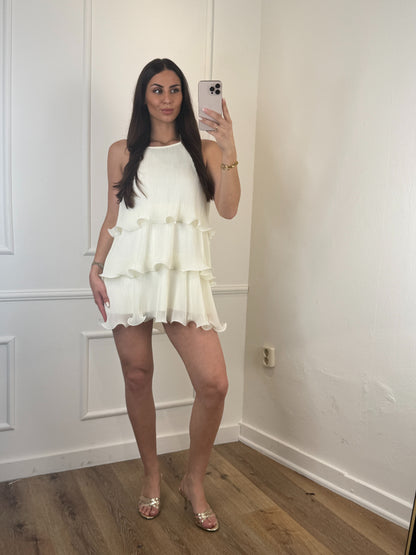 Rosalie Ruffle Dress Creme