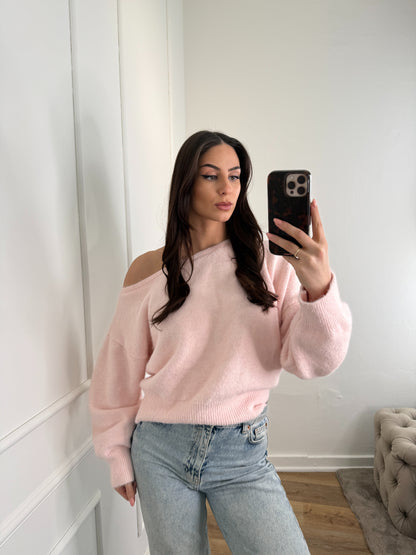 One-shoulder trui - roze
