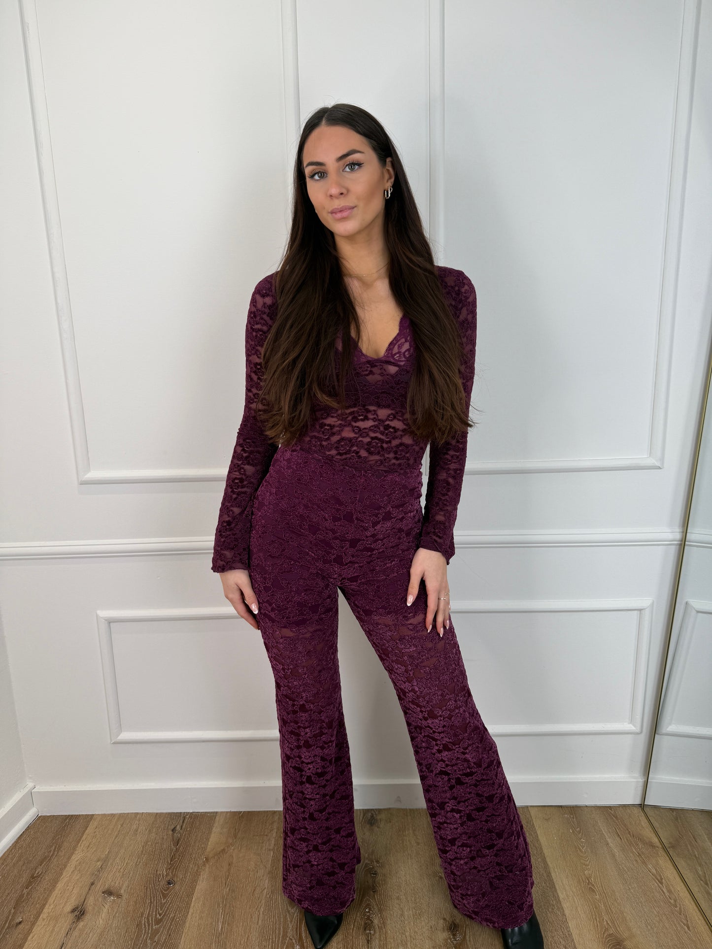 Maud kanten body Bordeaux