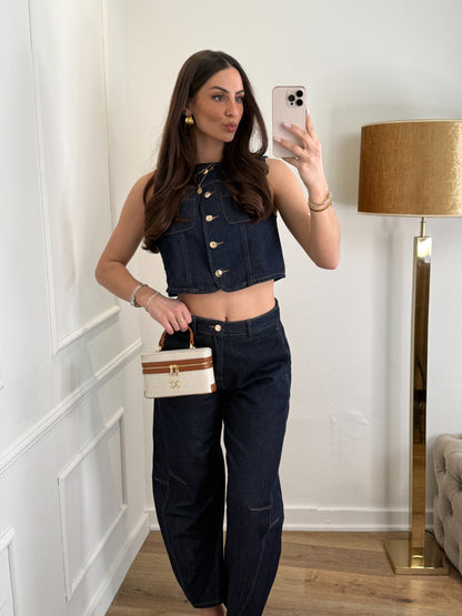 Amy dark denim barrel jeans
