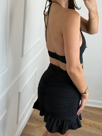 Livia Ruche Jurk - Zwart