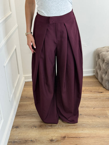 Plooien broek extra lang - bordeaux