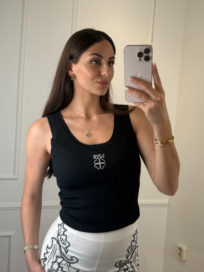 Mila Rib Tanktop Zwart