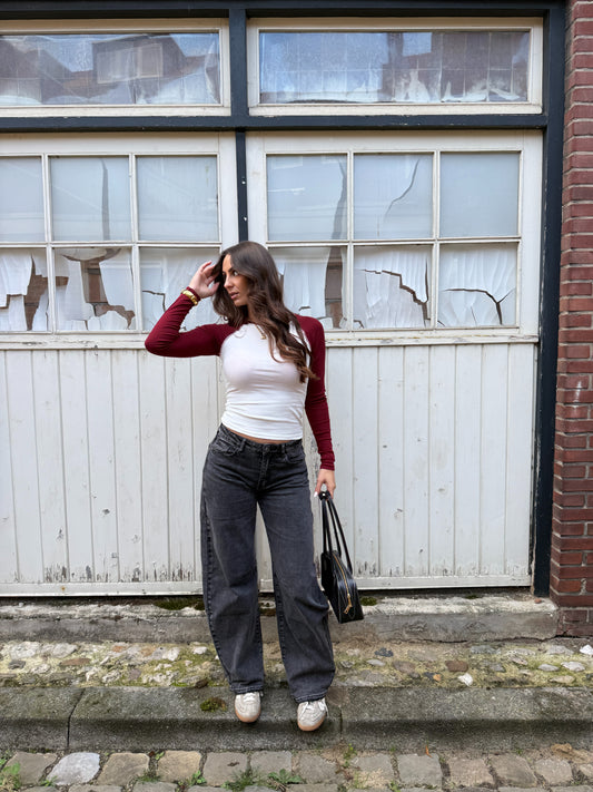 Loulou Shirt Wit-Rood