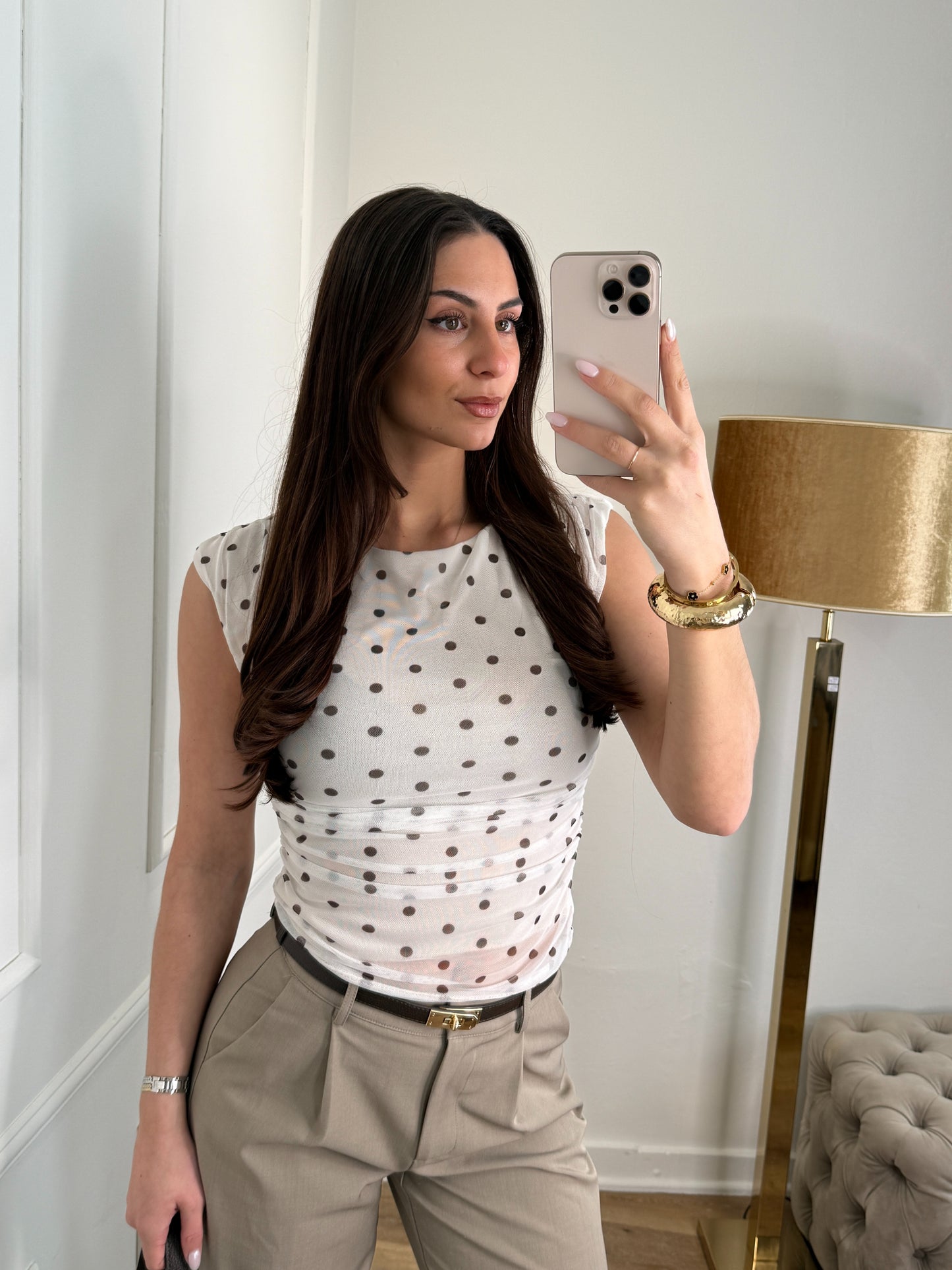 Julia top dots beige
