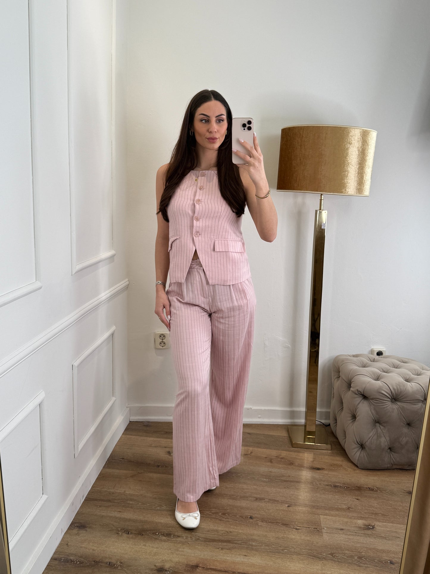 Yva top gestreept roze