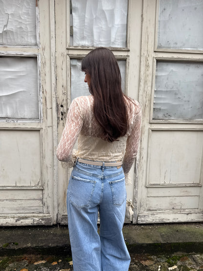 Brooklyn kanten top - beige