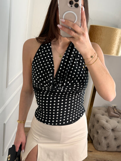 Polka dot top zwart
