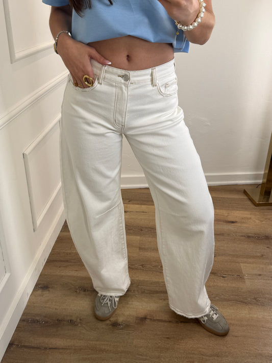 Queen hearts barrel jeans wit