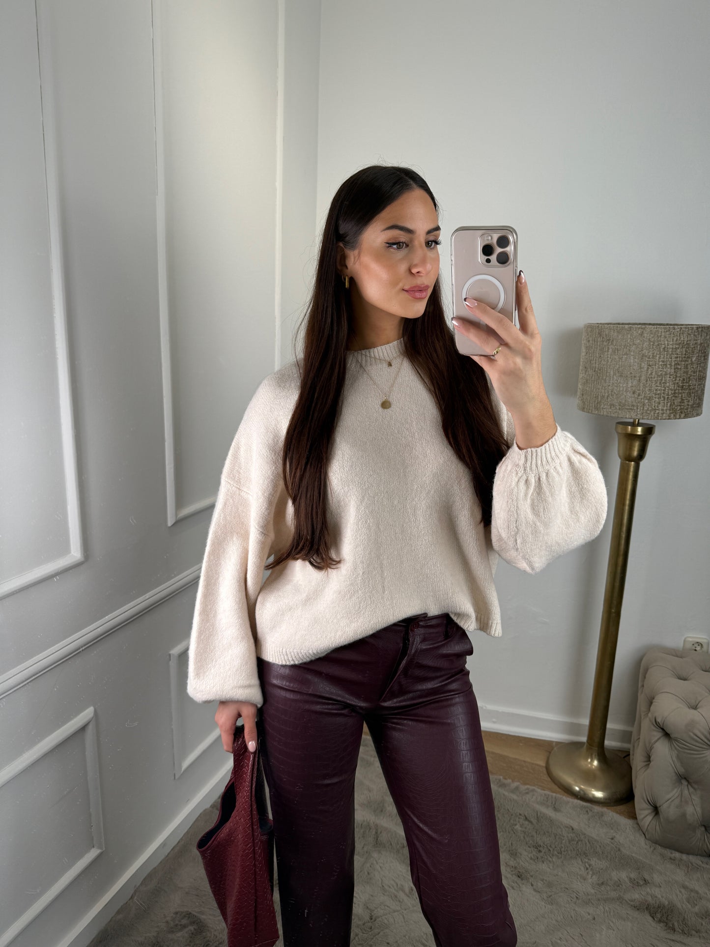 Trui ballon mouw creme