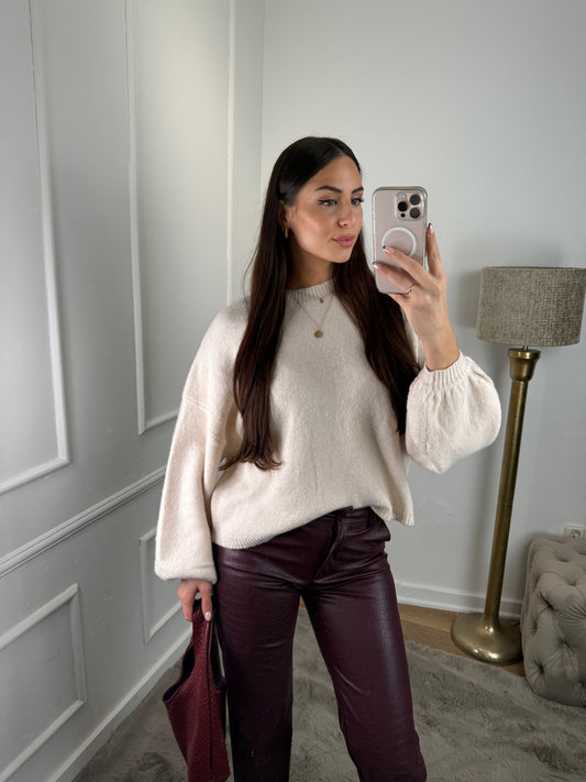 Trui ballon mouw creme