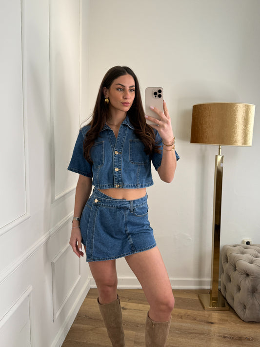 Amy denim short blauw