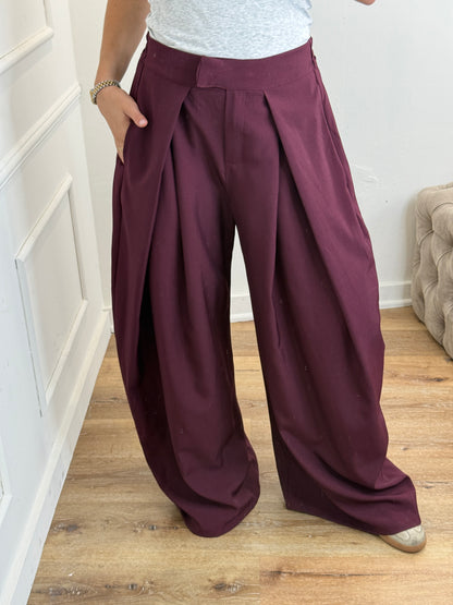 Plooien broek extra lang - bordeaux
