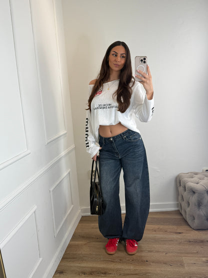 Beau Barrel Jeans Dark Bluee