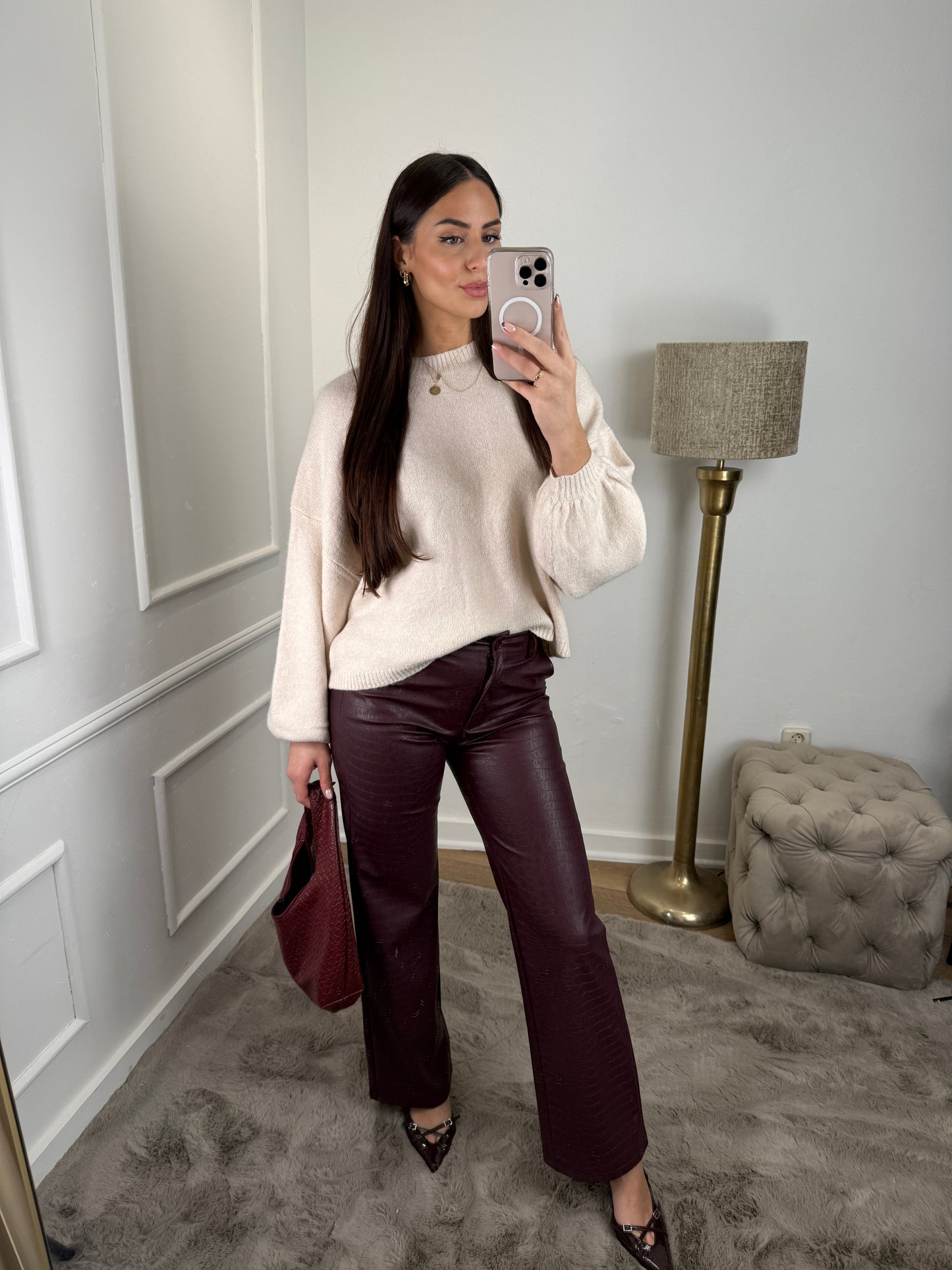 Snake print broek burgundy