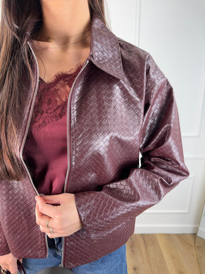 Evelyn Leather Jacket Bordeaux