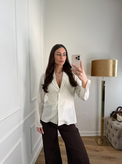 Waist Blouse stripe - creme