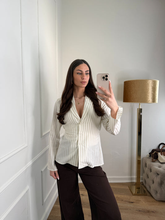 Waist Blouse stripe - creme
