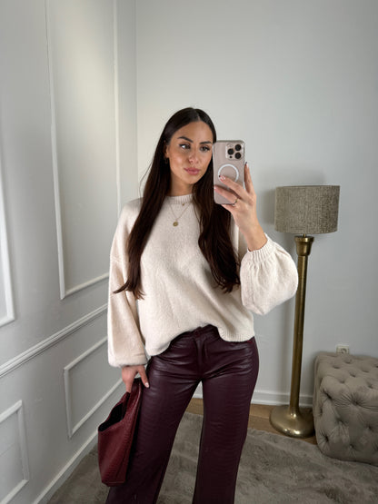 Trui ballon mouw creme