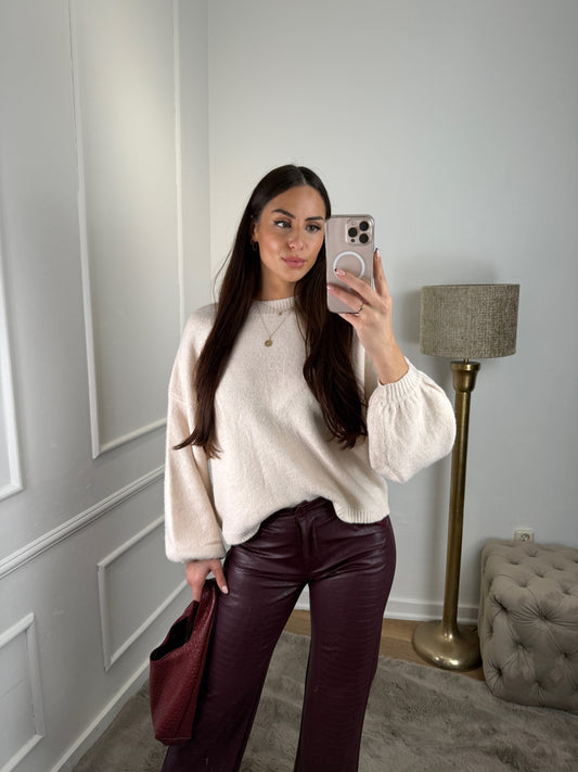 Trui ballon mouw creme