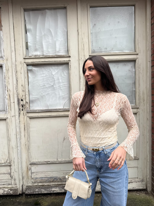 Brooklyn kanten top - beige