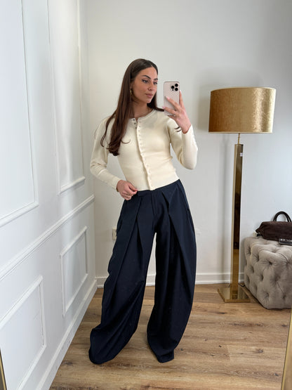 Plooien broek extra lang - navy