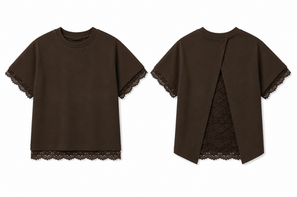 Lilly t-shirt lace bruin