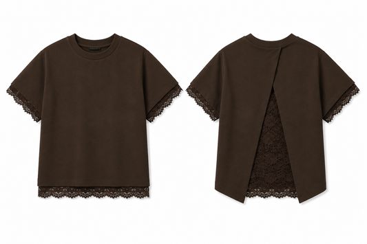Lilly t-shirt lace bruin