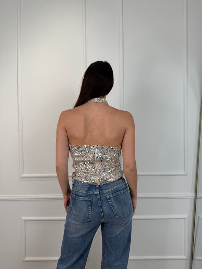 Lisa glitter top champagne