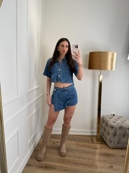 Amy denim short blauw