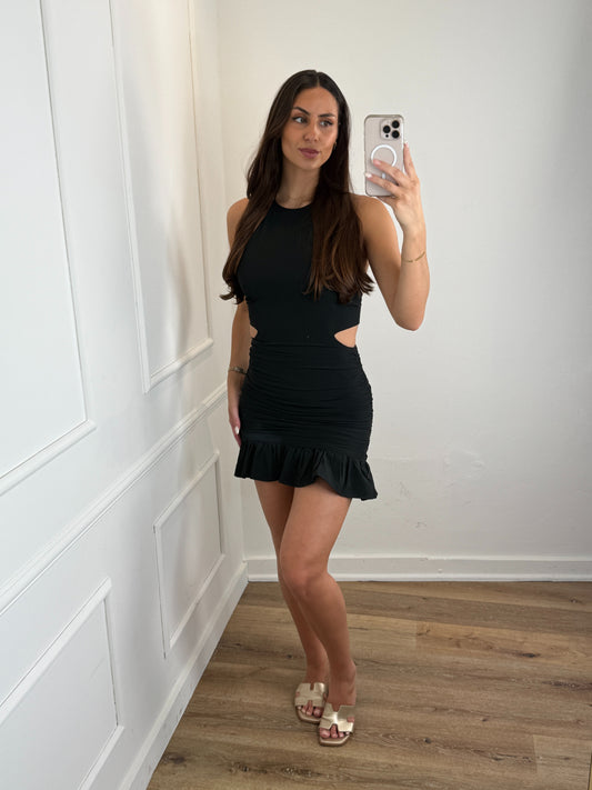 Livia Ruche Jurk - Zwart