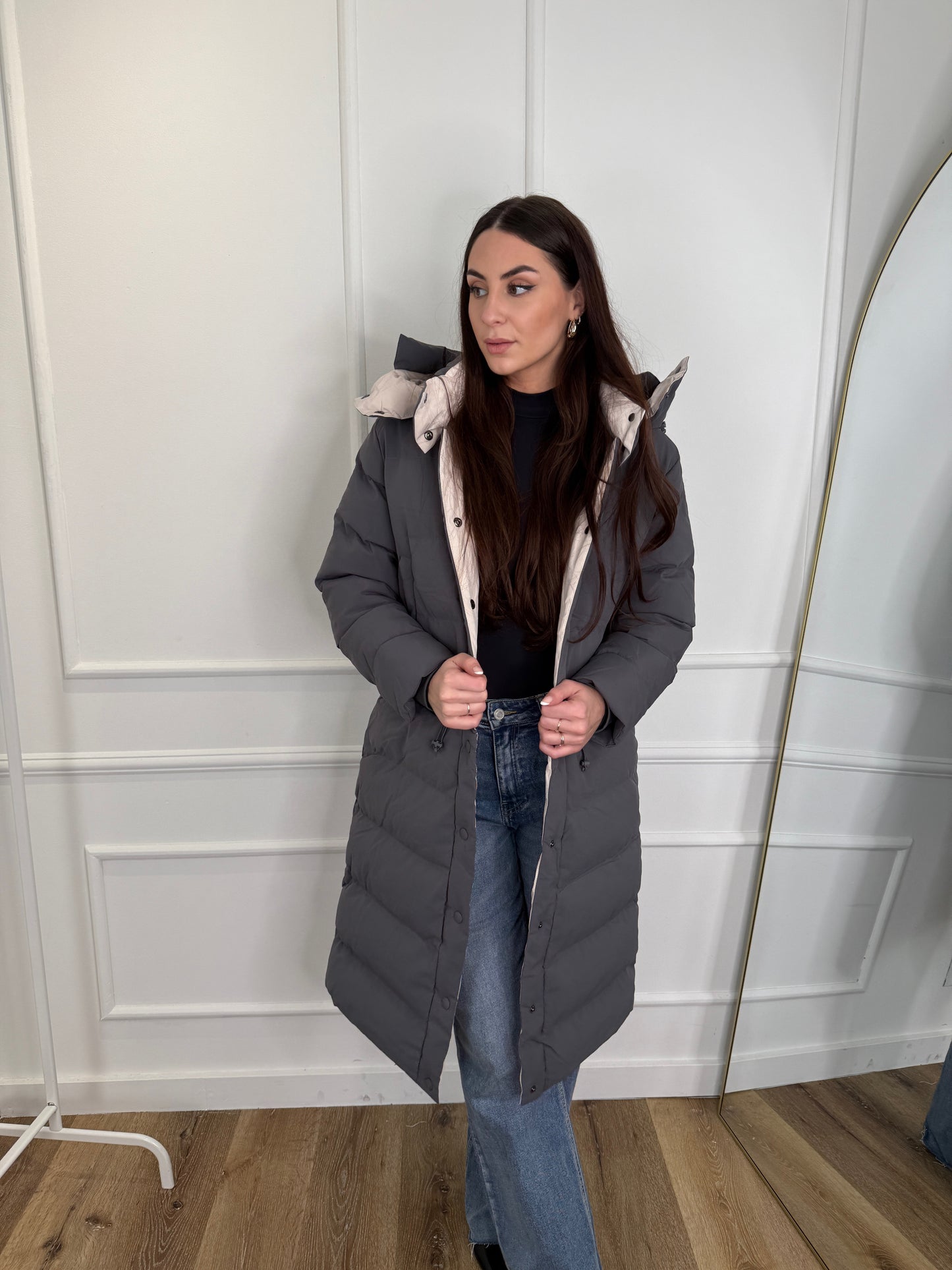 2-in-1 puffer jas - grijs