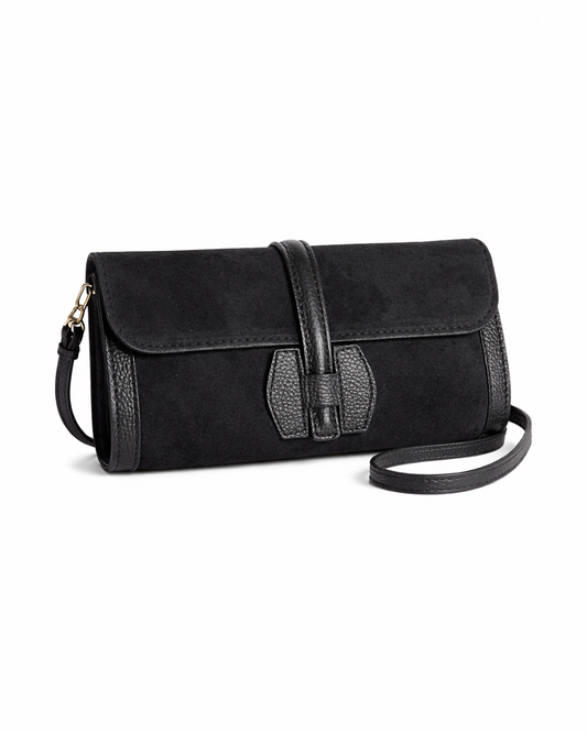 Suede cross body - zwart