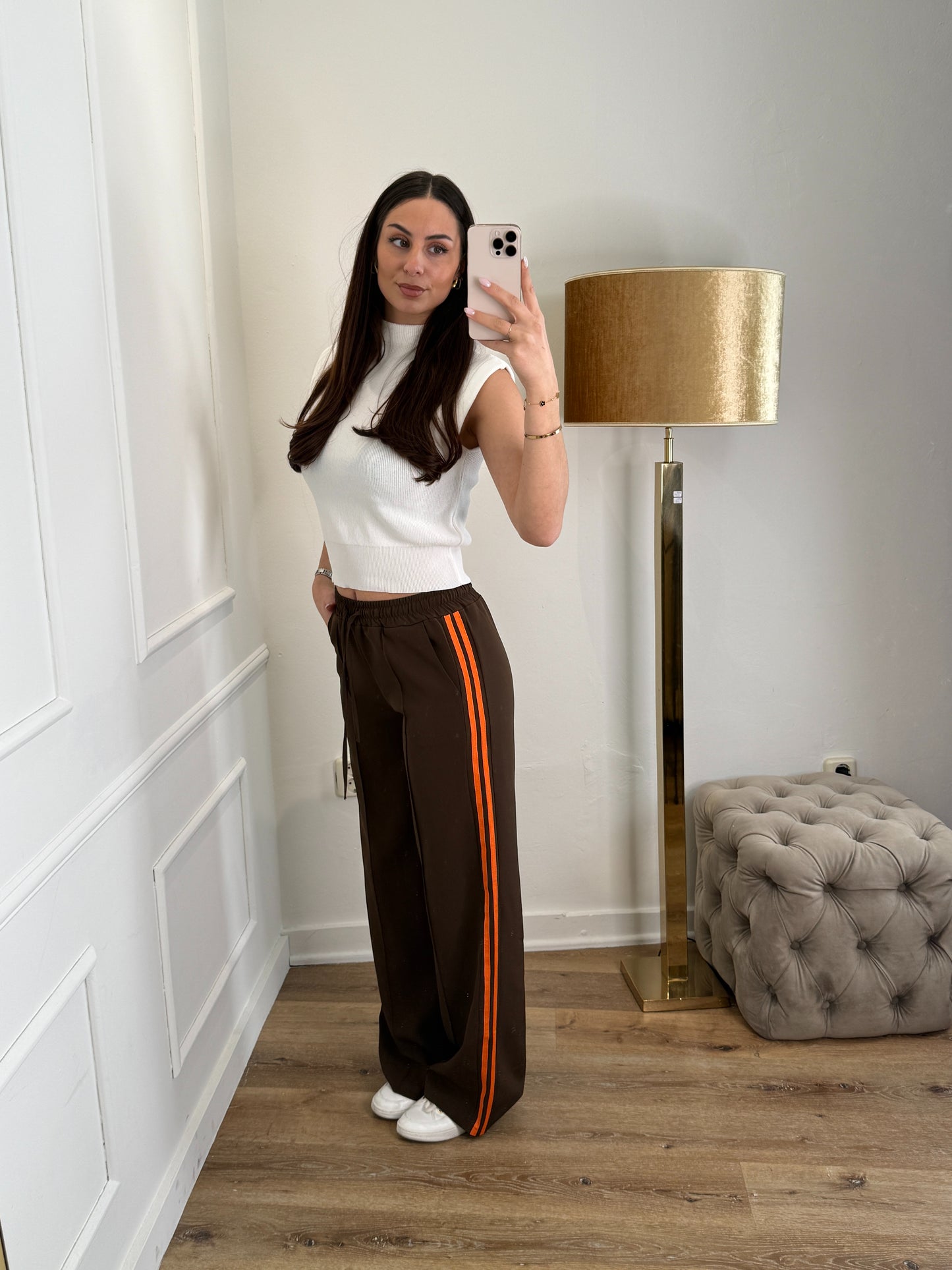 Broek met bies zijkant lang - bruin/oranje