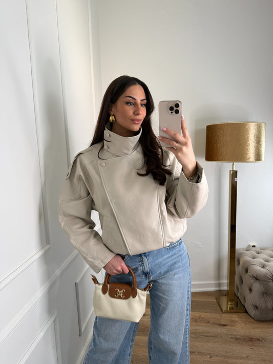 PU leren jas - creme