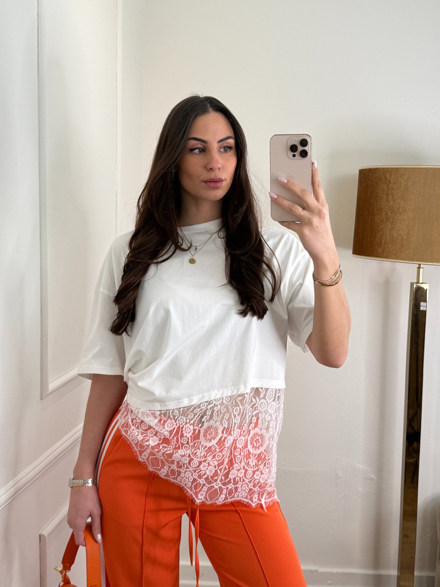 Oversized lace shirt wit