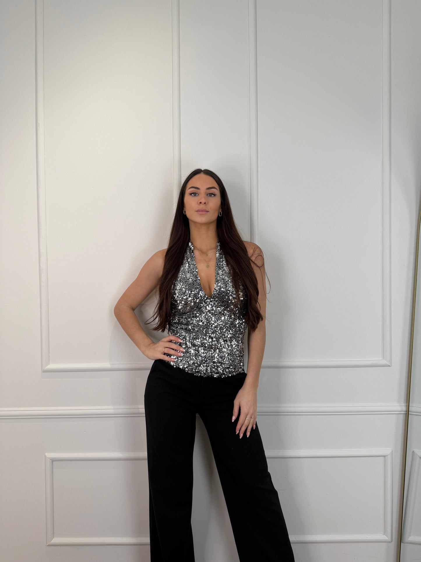 Lisa glitter top zilver