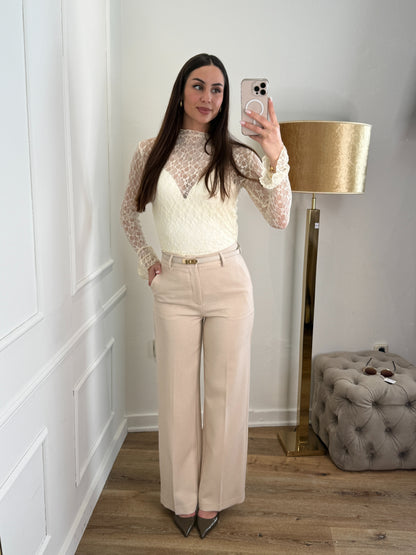 Zoe Pantalon Zwart Extra lang beige