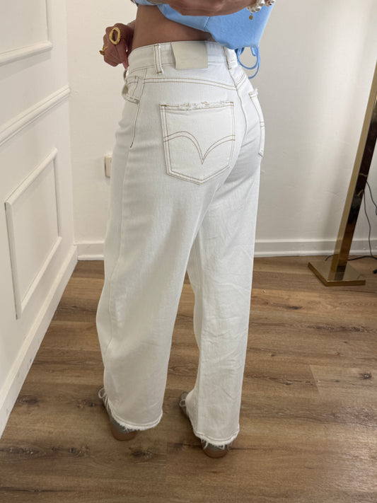 Queen hearts barrel jeans wit